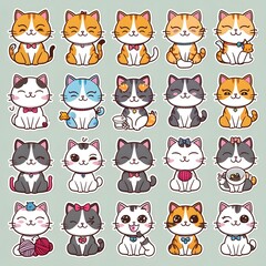 Adorable 3D Cat Stickers Cute and Playful Characters for Digital Fun