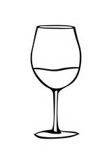 A wine glass is drawn in black and white