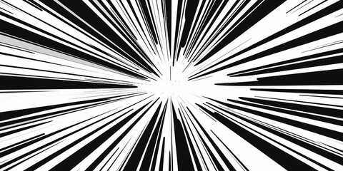 Obraz premium Retro-style banner with manga-style speed rays and black action lines for decoration.