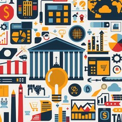 Obraz premium A collage of business icons and symbol