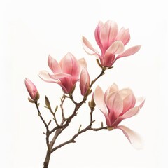 Fototapeta premium Branch With Pink Flowers on White Background