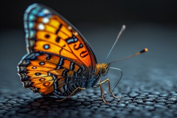 Obraz premium Closeup of a Vibrant Butterfly on a Rough Surface