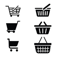 A set of vector shopping cart icons