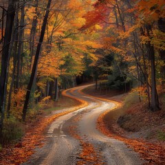 Obraz premium Dirt Road Cutting Through Forest