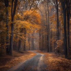Fototapeta premium Dirt Road Cutting Through Forest