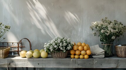 Serene Simplicity:A Farmer's Market Display of Fresh,Local Produce