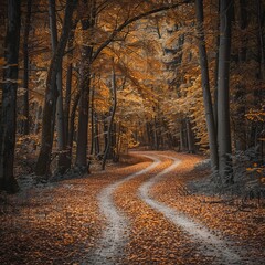 Fototapeta premium Dirt Road Cutting Through Forest