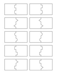 Blank flash cards. Various 2-part puzzle cut templates. Set 2.
