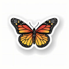 Fototapeta premium Cute butterfly on a White Canvas Sticker.