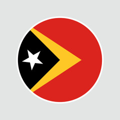 The flag of Timor Leste. Flag icon. Standard color. Circle icon flag. Digital illustration. Vector illustration.