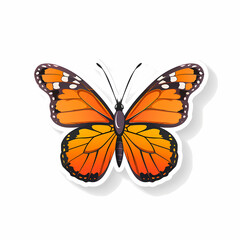 Fototapeta premium Cute butterfly on a White Canvas Sticker.