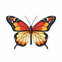 Cute butterfly on a White Canvas Sticker.