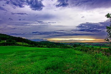 Beautiful landscapes of Bavaria during a thunderstorm.