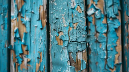 Obraz premium Peeling Blue Paint on Wooden Planks