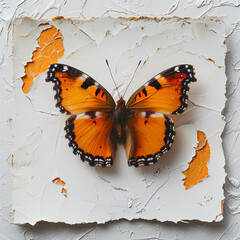 Cute butterfly on a White Canvas Sticker.