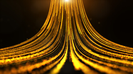 Abstract gold light trail creative cosmic background. Explosion, Hyper jump into another galaxy. Speed of light.
