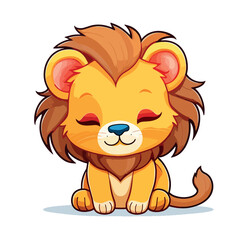 "Playful Cute Lion Character Cartoon Vector Illustration in a Hot Air Balloon in EPS Format for Kids' Adventure Themes and Digital Art"