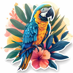 Obraz premium Cute parrot on a White Canvas Sticker.