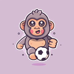 funny gorilla animal character mascot playing football isolated cartoon