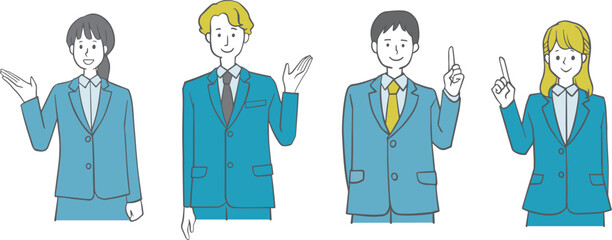 案内する　スーツ姿の男女