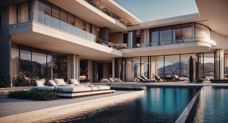 Obraz premium Luxury Mansion with Unique Architecture in Los Angeles 