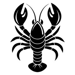 Vector Silhouette of Lobster, Tasty Lobster Illustration for Seafood and Marine Designs