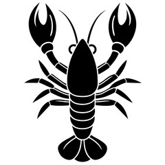Vector Silhouette of Lobster, Tasty Lobster Illustration for Seafood and Marine Designs