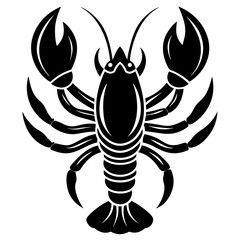 Vector Silhouette of Lobster, Tasty Lobster Illustration for Seafood and Marine Designs