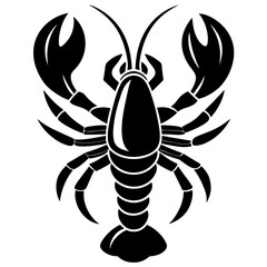 Vector Silhouette of Lobster, Tasty Lobster Illustration for Seafood and Marine Designs