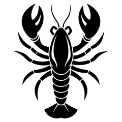 Vector Silhouette of Lobster, Tasty Lobster Illustration for Seafood and Marine Designs