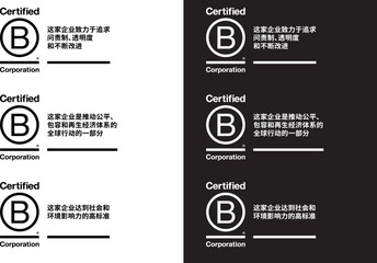 B Corp Systems, B Corp Certification Logo Tagline Lockups, Chinese,  Systems Change Tagline Lockup for printed formats CMYK