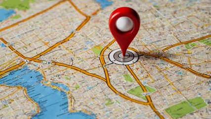 Digital GPS location on map with pin route path concept. AI generated image