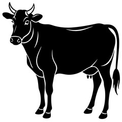 simple black cow silhouette vector, white background
