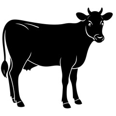 simple black cow silhouette vector, white background