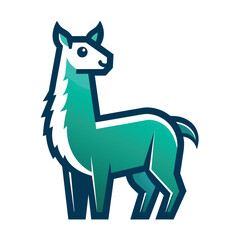 Fototapeta premium A digital illustration of a llama with a gradient of green and blue.