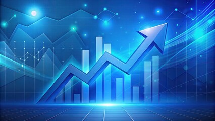 Blue growth graph with abstract up arrow symbol on success financial presentation background, finance, marketing, statistics, economy, profit, investment, business, chart, data, diagram