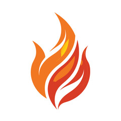 A digital illustration of a stylized orange and yellow flame design on a white background.