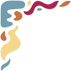 Retro Groovy Corner Border in Abstract Style. Vector Illustration on White Background.