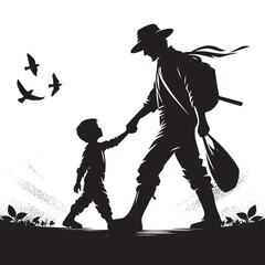 Father and Child Silhouette Walk 