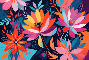 digital painting Modern abstract floral background 