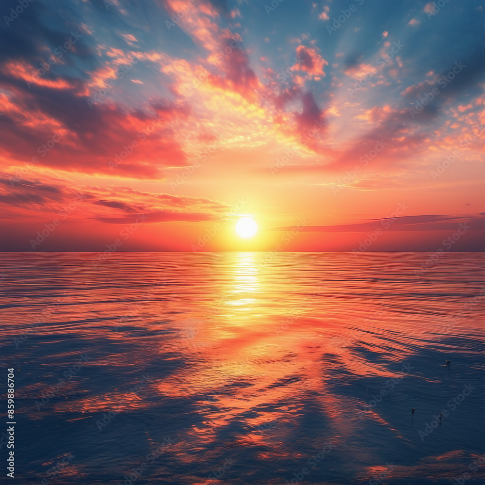 Poster beautiful sunset scenery illustration background