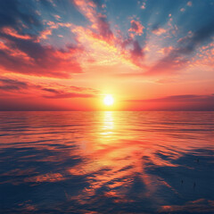 Obraz premium beautiful sunset scenery illustration background