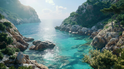 Obraz premium Ibiza coastline with cliffs