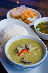 Green curry Chicken , Traiditional Thai cuisine.