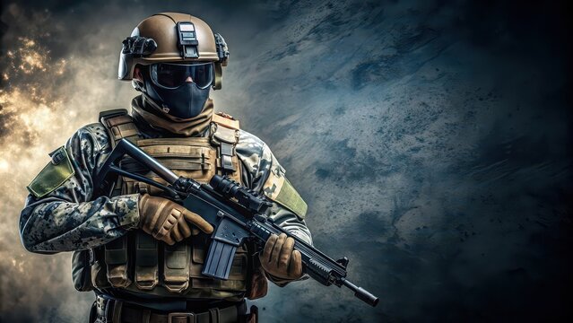 Modern marine counter-strike combat equipment , camouflage, tactical gear, weapons, military, armor, gloves, boots, helmet, ammunition, rifle, scope, night vision, communication device