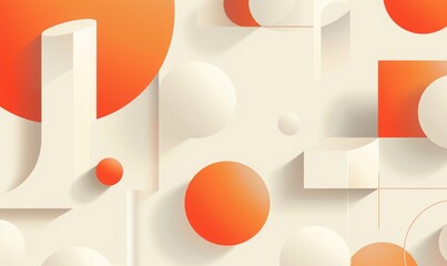 Obraz premium 3d flat geometric vector graphic, gradient, simple minimal, pastel orange and white