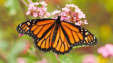 Naklejka premium Butterflies play a crucial role in pollination, helping to fertilize plants and ensure the continuation of many species, including our food crops.
