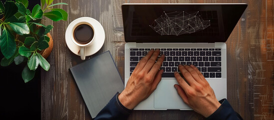 Naklejka premium Businessman using laptop with AI IoT technology background for industrial development