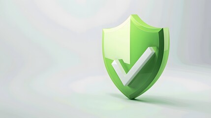 cartoon 3d Icon safety shield check mark perspective . Green symbol security safety icon. Checkmark...