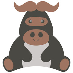 Cute Wildlife Isolated on White Background. Vector Illustration in Flat Style.